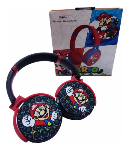 Fone De Ouvido Bluetooth Infantil Edição Super Mario Bros Cor Preto