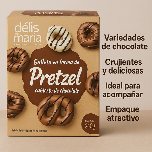 Galletas Pretzel Cubiertas De Chocolate Delis De María 240 G