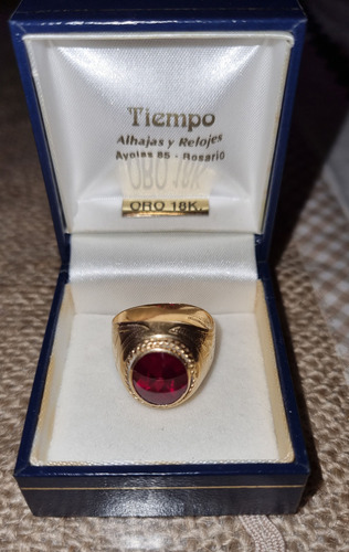 Anillo Oro 750 18kts Piedra Roja Hombre 