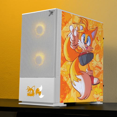 Gabinete Gamer Xtreme Pc Gaming Tails Comic Edition Mini Torre Micro Atx 3 Fan Argb Mesh Cristal Templado