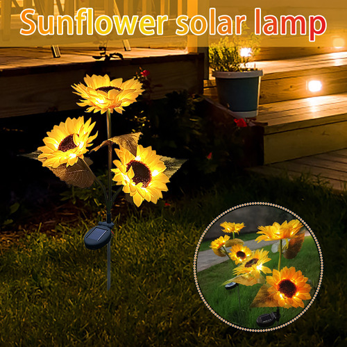 Luces Solares En Forma De L Con Forma De Girasol, Jardín, Pa