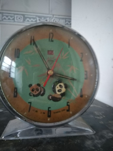 Antíguo Reloj Despertador A Cuerda Oso Panda De Colección (Usado)