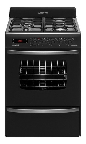Imagen 1 de 3 de Cocina Longvie Eurodesign 21501 gas natural 4 hornallas grafito 220V puerta con visor 66.5L