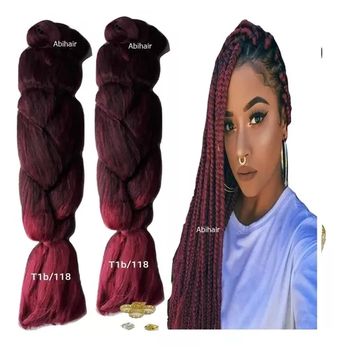 Jumbo Para Tranças Box Braids Ser Mulher Pacote 399 g Cores Ombré