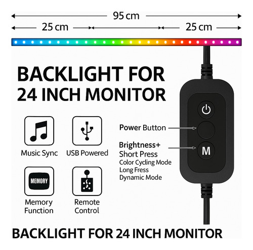 Cinta Tira Luz Led Para Pc Sync Backlight