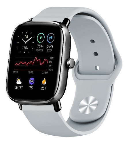 Correa Deportiva Lisa Premium Para Amazfit Gts 2 Mini Gris Ml
