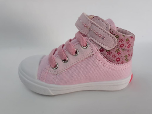 Tênis Bota Infantil Chique Top Lona Rosa Menina Bordado