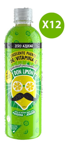 Limonada Pack 12 Don Limón Zero Manzana-jengibre 500 Ml