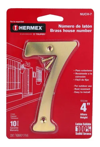comprar Número De Latón Sólido De 4', No.7, Hermex