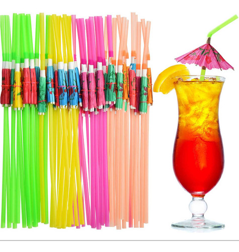Pajitas Para Bebidas, 100 Unidades, De Plástico, Elegantes,