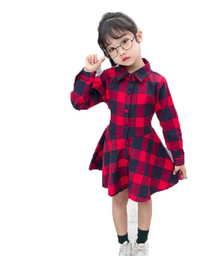 Camisa De Vestir Cuadros Para Niños Tendencia Otoño Niñas