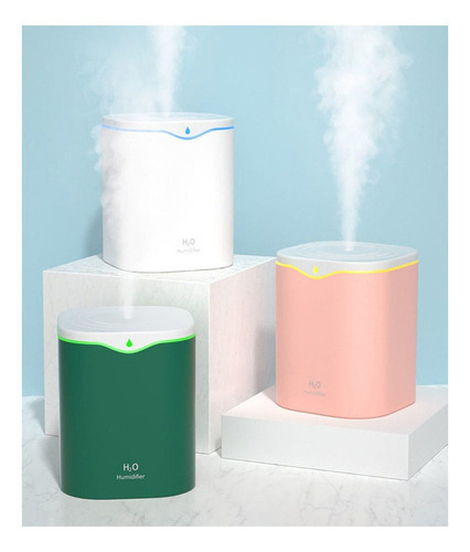 Purificador De Aire De 2000 Ml, Humidificador, Difusor Led A Color Verde