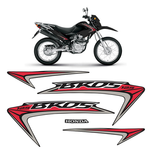 Kit Adesivos Honda Bros 125 2015 Moto Preta Modelo Original