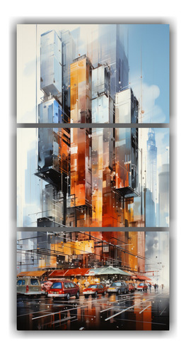 90x180cm Conjunto Abstracto Edificios Agua Elegancia Colores