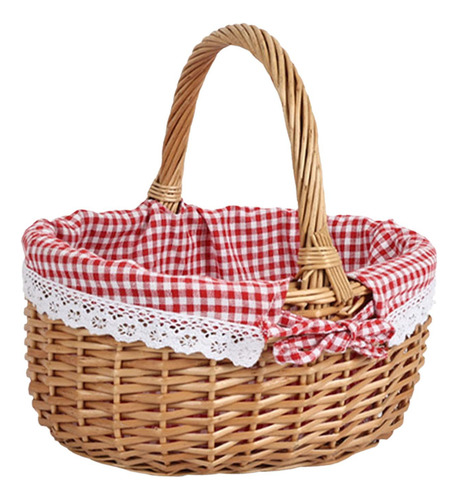 Cesta De Mimbre Para Picnic, Cesta De Almacenamiento, S Rojo