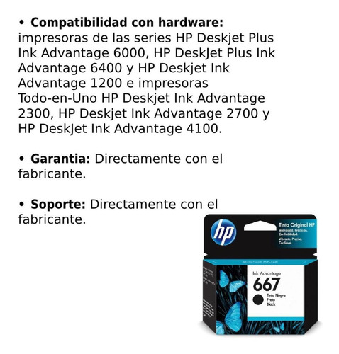 Imagen 4 de 6 de Cartucho De Tinta Hp 667 Negro Original Ink Advantage