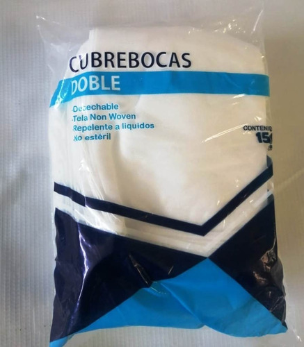Paq De Cubrebocas Doble Capa Desechable C/150 Pzas