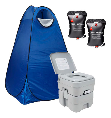 Carpa Alta Baño Vestidor + Baño Químico + 2 Duchas 20 Lts