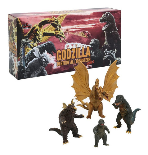 Godzilla Destroy All Monsters Set Round 2 Mezco 4 Pzs