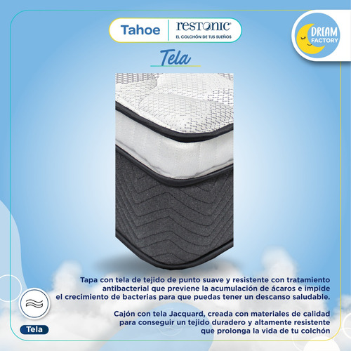 Imagen 6 de 10 de Restonic Tahoe Colchón Individual Confort Espuma Semi Firme