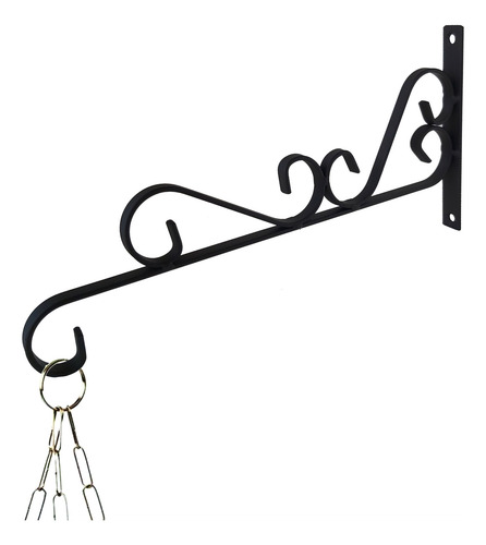 Imagem 2 de 6 de Gancho Suporte Rústico P/ Plantas Parede 30cm Preto Kit C/ 3