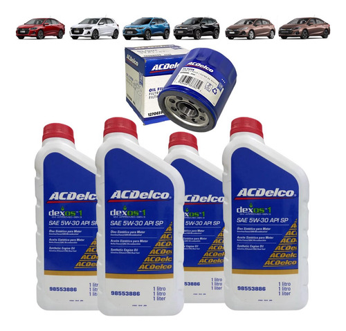 Kit 4 Oleo + Filtro 5w30 Onix Plus 1.0 Turbo 2020 / 2023 Gm 