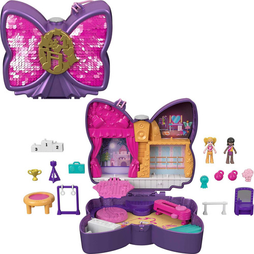 Polly Pocket, Estuche Mariposa Musical, Set De Juego Para Ni