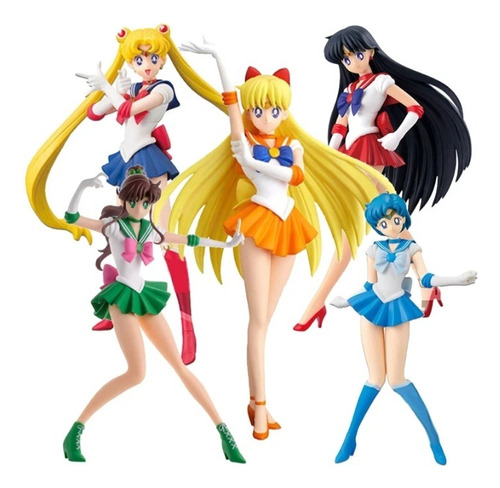 Set De 5 Figuras De Sailor Moon 17cm Aprox.