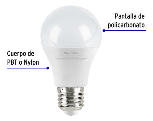 Lámpara Led Tipo Bulbo A19 9 W Luz Cálida Volteck 47547