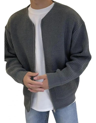 Chaqueta Tipo Suéter De Manga Larga Para Hombre Con Cremalle