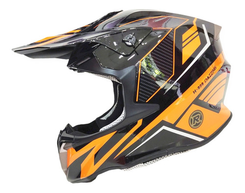 Casco Cross Arex Mr-806 Negro Naranjo