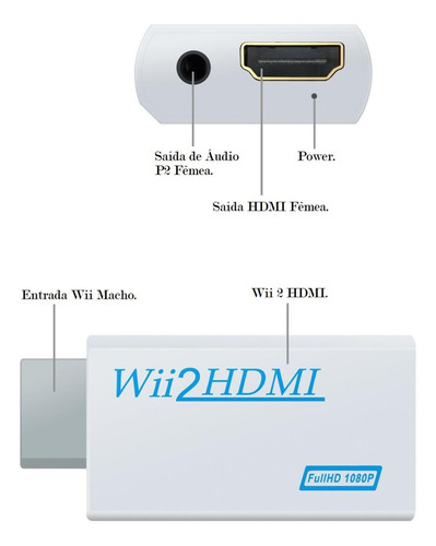 Conversor Adaptador De Nintendo Wii Para Hdmi Áudio E Vídeo