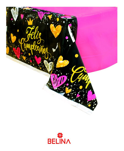 Mantel Plástico Feliz Cumpleaños Rosa 1pcs 108x180cm