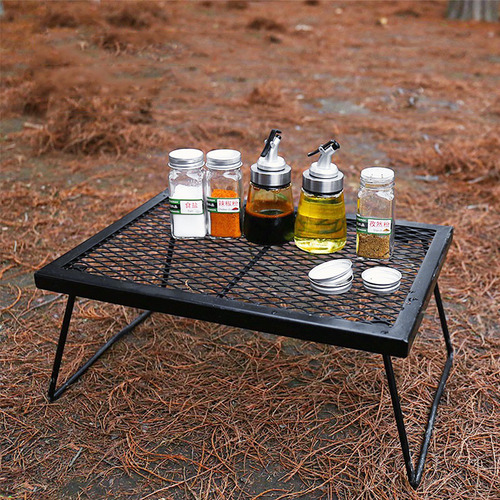 Mesa De Camping Plegable Portátil Y Parrilla Para Barbacoa,