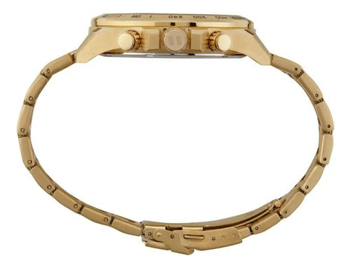 Relógio De Pulso Seculus Chronograph Tachymeter Com Corria De Aço Inoxidável Cor Dourado