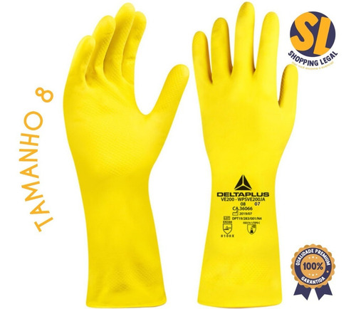 Imagem 3 de 8 de Luva Látex Epi Com Forro Amarela Tam M Deltaplus - Kit 10 Un
