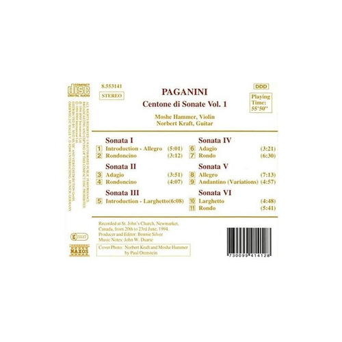 Paganini Centore Snta 1-kraf Usa Import Cd Nuevo