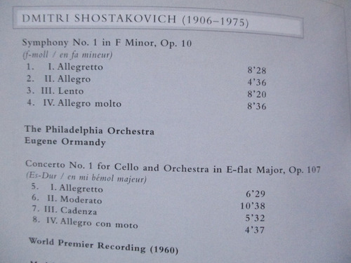 Imagen 3 de 6 de Dmitri Shostakovich - Symphony No. 1, Concerto For Cello