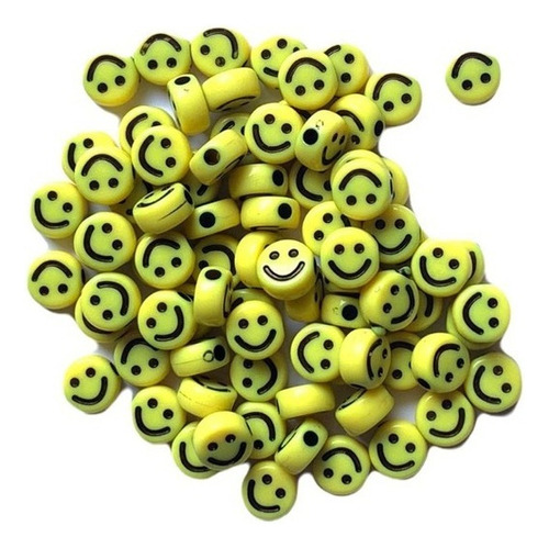Cuenta Emoji Carita Feliz Amarillo 1000 Pz Pulsera Bisuteria