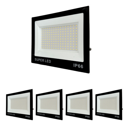 Kit 5 Refletor Led 1200w Bivolt Prova D'água 6500k