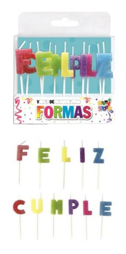 Blister - Velas Torta Letras Feliz Cumpleaños Con Gibre