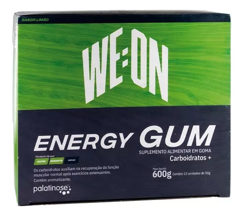 Energy Gum+ Suplemento Em Goma We:on Caixa C/ 12 Sachês 600g