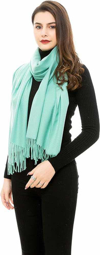 Bufanda Pashmina Elegante Chal Frio Unisex Color Verde Menta