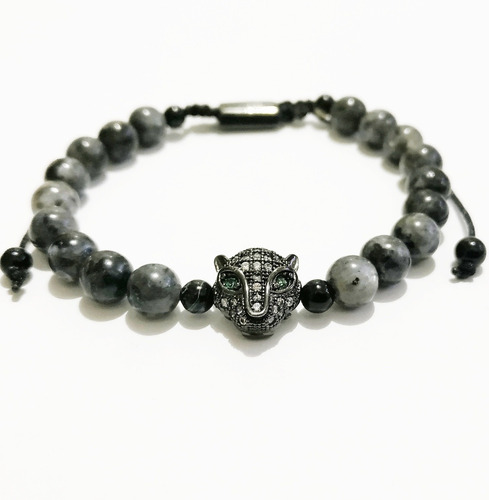 Pulsera Jaspe Y Pantera Negra Black Panther Joyeria Natural