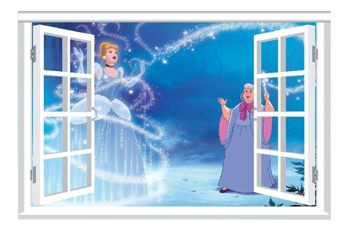 Vinilos Efecto Ventana 3d Cenicienta - Cali - 1.50m X 1m