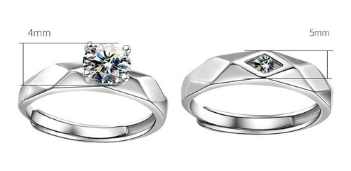 Imagen 8 de 9 de Anillo De Compromiso Regulable De Plata Esterlina 925