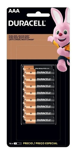 Imagem 3 de 4 de Kit C/2 Cartela De Pilhas Duracell Palito Aaa C/16 Cada