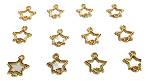 Conector Dije Estrella Chapa De Oro 18k 8mm 15 Pz 