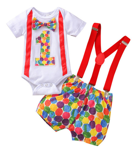 Disfraz De Payaso Para Bebé Niño, Body Con Pantalones Cortos