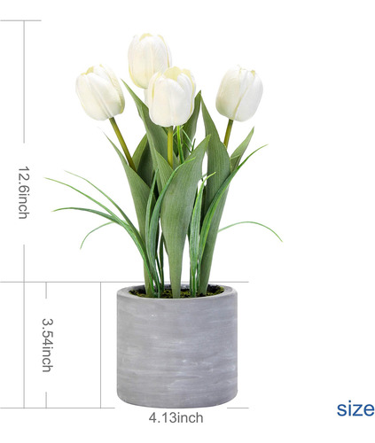 Jusdreen 1 Maceta De Tulipanes Artificiales En Maceta Con Ja
